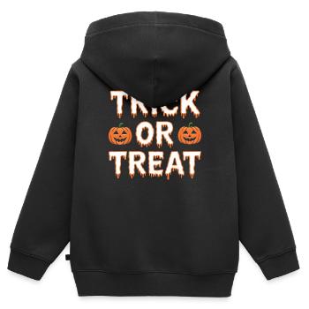 Trick or Treat - Kinder Premium Organic Zip Hoodie - Schwarz - Hinten - AI Model Kid Male (0cm)