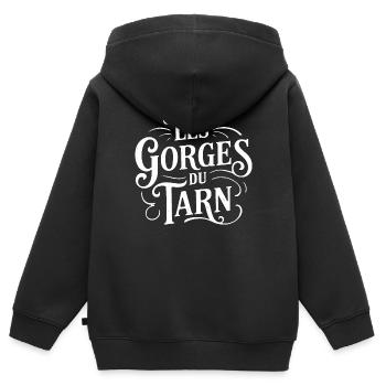 Les Gorges du Tarn - Sweat Premium à capuche zippé enfant bio - noir - Dos - AI Model Kid Male (0cm)