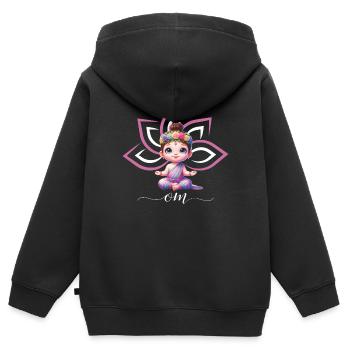 Lotus Bébé Om - Sweat Premium à capuche zippé enfant bio - noir - Dos - AI Model Kid Male (0cm)