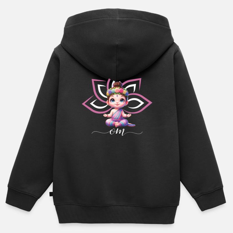 Lotus Bébé Om - Sweat Premium à capuche zippé enfant bio - noir