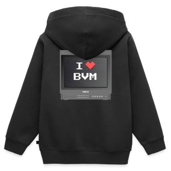 PVM Lover - J'aime mon BVM - Sweat Premium à capuche zippé enfant bio - noir - Dos - AI Model Kid Male (0cm)