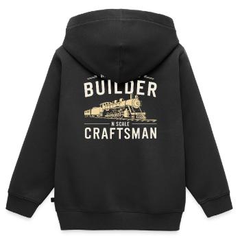 Präzision im Modellbau - Kinder Premium Organic Zip Hoodie - Schwarz - Hinten - AI Model Kid Male (0cm)