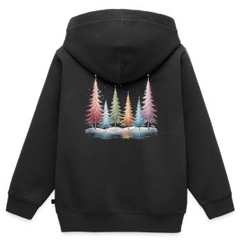 Winter Bäume Tannenbaum Frost Schnee Eis Baum See - Kinder Premium Organic Zip Hoodie - Schwarz - Hinten - AI Model Kid Male (0cm)