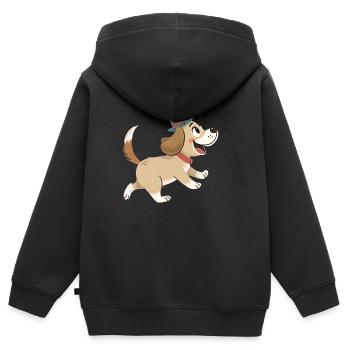 Chien mignon - Sweat Premium à capuche zippé enfant bio - noir - Dos - AI Model Kid Male (0cm)