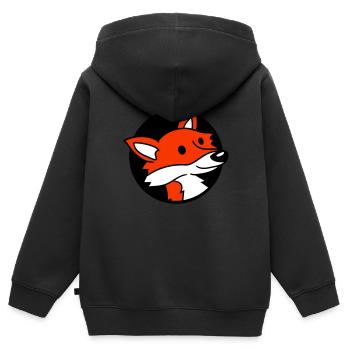 trou de renard roux renard sauvage animal peeps visage tête - Sweat Premium à capuche zippé enfant bio - noir - Dos - AI Model Kid Male (0cm)