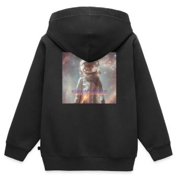 SHINY NOISE - Kinder Premium Organic Zip Hoodie - Schwarz - Hinten - AI Model Kid Male (0cm)
