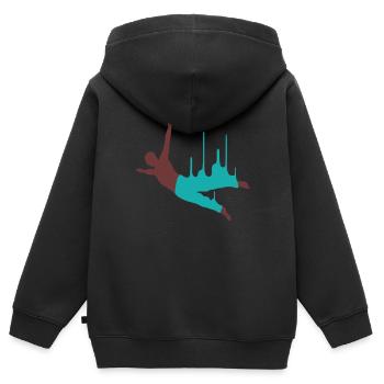 basejumper_2f - Sweat Premium à capuche zippé enfant bio - noir - Dos - AI Model Kid Male (0cm)