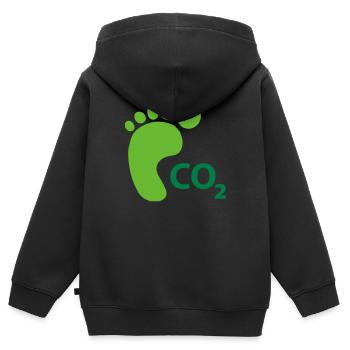 carbon_footprint - Kinder Premium Organic Zip Hoodie - Schwarz - Hinten - AI Model Kid Male (0cm)