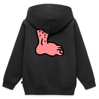Fuß - Kinder Premium Organic Zip Hoodie - Schwarz - Hinten - AI Model Kid Male (0cm)