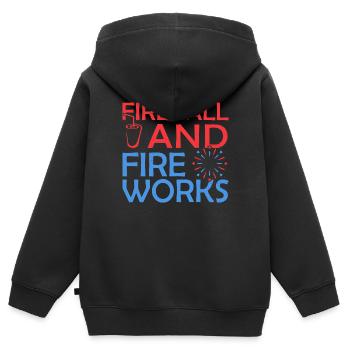 Fireball And Fireworks - Kids Premium Organic Zip-up Hoodie - black - Back - AI Model Kid Male (0cm)