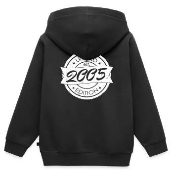 Limited Edition 2005 is - Sweat Premium à capuche zippé enfant bio - noir - Dos - AI Model Kid Male (0cm)
