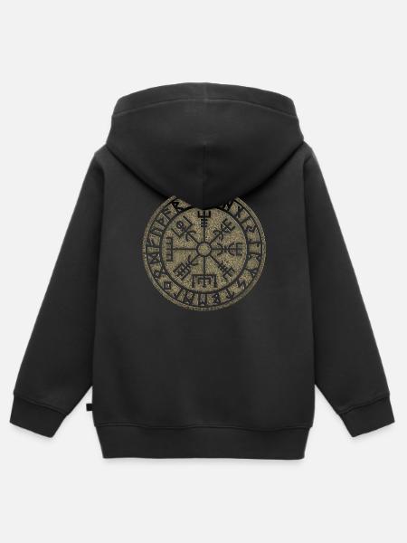 Runas Vegvisir Futhark, símbolo de protección mágica vikinga - Sudadera Premium con capucha y cremallera infantil orgánica - negro