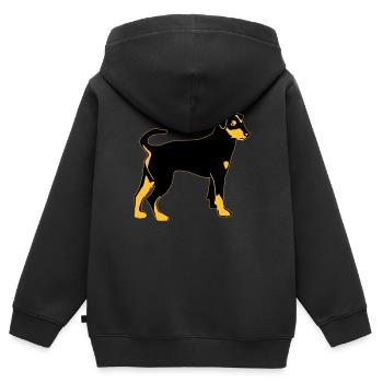 pinscher chien - Sweat Premium à capuche zippé enfant bio - noir - Dos - AI Model Kid Male (0cm)