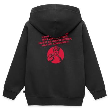 Drôle de dicton communiste - Sweat Premium à capuche zippé enfant bio - noir - Dos - AI Model Kid Male (0cm)