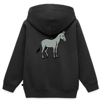 Âne - Sweat Premium à capuche zippé enfant bio - noir - Dos - AI Model Kid Male (0cm)