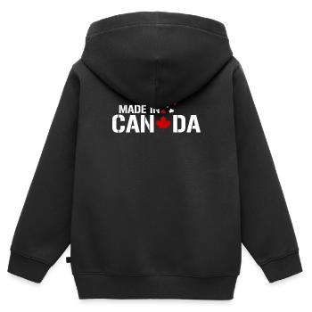 Design MADE IN CANADA - Kinder Premium Organic Zip Hoodie - Schwarz - Hinten - AI Model Kid Male (0cm)