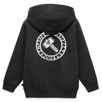 Thor's Hammer Viking Viking - Kids Premium Organic Zip-up Hoodie - black - Back - AI Model Kid Male (0cm)