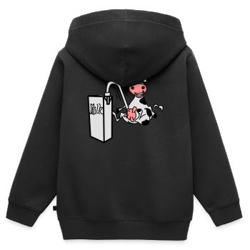 milkcow - Kinder Premium Organic Zip Hoodie - Schwarz - Hinten - AI Model Kid Male (0cm)