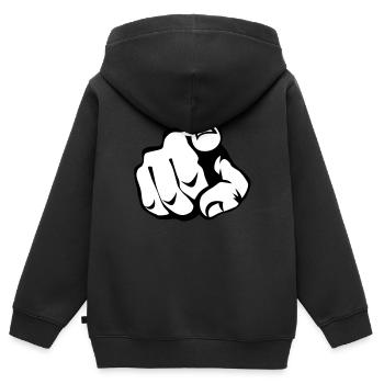 60 Zeigefinger - Kinder Premium Organic Zip Hoodie - Schwarz - Hinten - AI Model Kid Male (0cm)