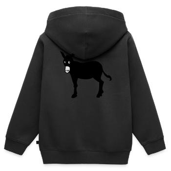 âne catalan symbole de la Catalogne Barcelone - Sweat Premium à capuche zippé enfant bio - noir - Dos - AI Model Kid Male (0cm)