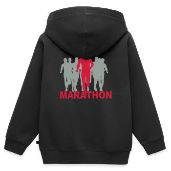 marathon - Kinder Premium Organic Zip Hoodie - Schwarz - Hinten - AI Model Kid Male (0cm)