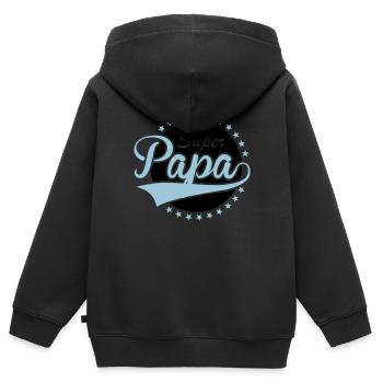 Super Papa - Kinder Premium Organic Zip Hoodie - Schwarz - Hinten - AI Model Kid Male (0cm)