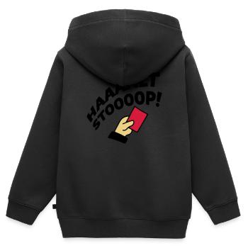 rote karte stop - Kinder Premium Organic Zip Hoodie - Schwarz - Hinten - AI Model Kid Male (0cm)