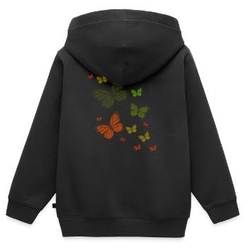 Papillon Papillon Papillon enfants - Sweat Premium à capuche zippé enfant bio - noir - Dos - AI Model Kid Male (0cm)