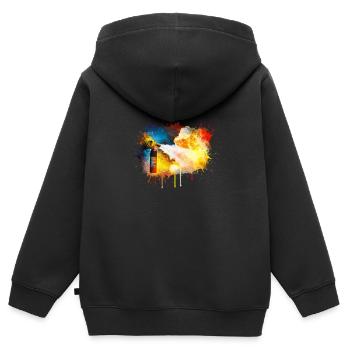 Feuerlöscher Wasserfarben Zeichnung - Kinder Premium Organic Zip Hoodie - Schwarz - Hinten - AI Model Kid Male (0cm)
