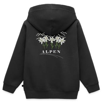 Alpen, Edelweiss, Berge - Kinder Premium Organic Zip Hoodie - Schwarz - Hinten - AI Model Kid Male (0cm)