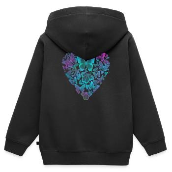 Papillon Papillons Papillon enfants - Sweat Premium à capuche zippé enfant bio - noir - Dos - AI Model Kid Male (0cm)