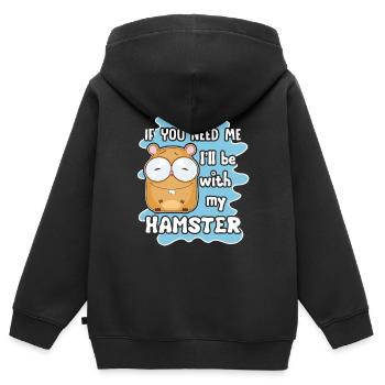 Hamster je serai avec mon hamster - Sweat Premium à capuche zippé enfant bio - noir - Dos - AI Model Kid Male (0cm)