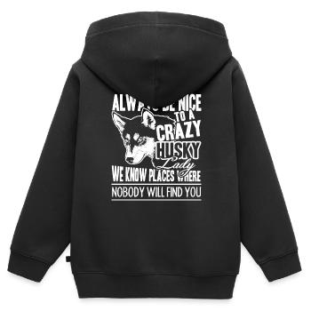Husky Crazy Husky Lady - Sweat Premium à capuche zippé enfant bio - noir - Dos - AI Model Kid Male (0cm)