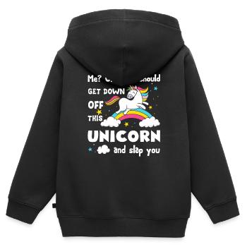 Einhorn Lustiges Einhorn - Kinder Premium Organic Zip Hoodie - Schwarz - Hinten - AI Model Kid Male (0cm)