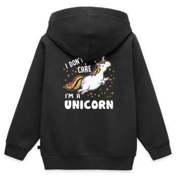 Licorne je suis une licorne - Sweat Premium à capuche zippé enfant bio - noir - Dos - AI Model Kid Male (0cm)