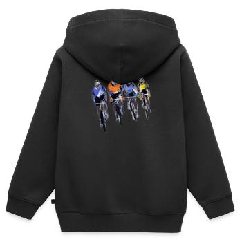 Radfahrer - Kinder Premium Organic Zip Hoodie - Schwarz - Hinten - AI Model Kid Male (0cm)