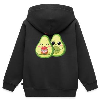 Avocado Trend 2021 - Love Love Couple - Sweat Premium à capuche zippé enfant bio - noir - Dos - AI Model Kid Male (0cm)