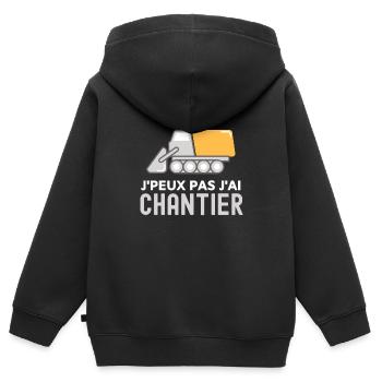 Chantier - Sweat Premium à capuche zippé enfant bio - noir - Dos - AI Model Kid Male (0cm)