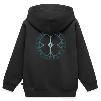 Symbole Viking Rune Algiz Odin Thor Loki Asgard - Sweat Premium à capuche zippé enfant bio - noir - Dos - AI Model Kid Male (0cm)
