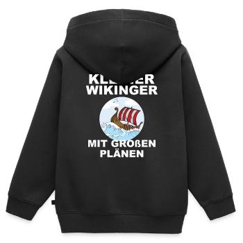 Kleiner Wikinger Wikinger Boot mit Großen Plänen - Kinder Premium Organic Zip Hoodie - Schwarz - Hinten - AI Model Kid Male (0cm)