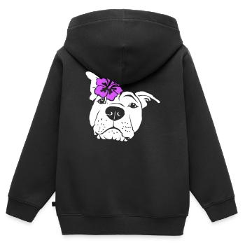 Staffordshire mit Hibiskus - Kinder Premium Organic Zip Hoodie - Schwarz - Hinten - AI Model Kid Male (0cm)