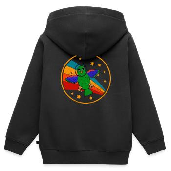 Perroquet noble dans l’espace - Sweat Premium à capuche zippé enfant bio - noir - Dos - AI Model Kid Male (0cm)