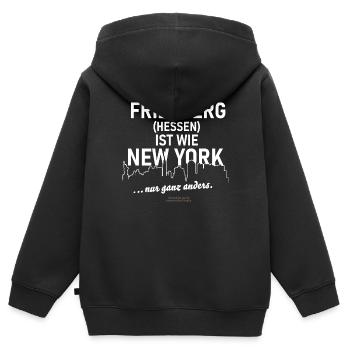 Friedberg (Hessen) - Kinder Premium Organic Zip Hoodie - Schwarz - Hinten - AI Model Kid Male (0cm)