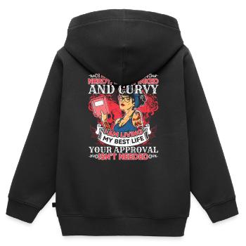 Dear Books Nerdy Curvy Inked Women's Rights Gesche - Kids Premium Organic Zip-up Hoodie - black - Back - AI Model Kid Male (0cm)