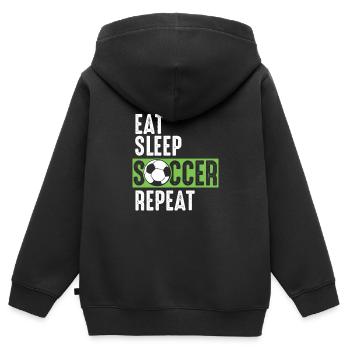 Eat Sleep Soccer Repeat - Kinder Premium Organic Zip Hoodie - Schwarz - Hinten - AI Model Kid Male (0cm)