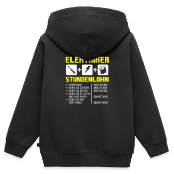 Elektriker Stundenlohn Stundensatz Gehalt Lohn - Kinder Premium Organic Zip Hoodie - Schwarz - Hinten - AI Model Kid Male (0cm)