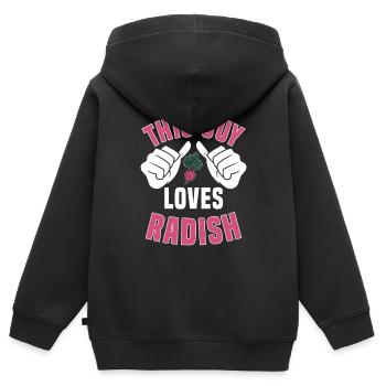Radieschen Liebhaber - Kinder Premium Organic Zip Hoodie - Schwarz - Hinten - AI Model Kid Male (0cm)