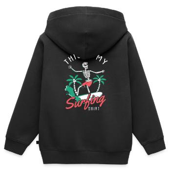 Surf surf surf surf surf planche de surf plage cadeau - Sweat Premium à capuche zippé enfant bio - noir - Dos - AI Model Kid Male (0cm)