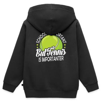 SCHOOL IS IMPORTANT BUT TENNIS IS IMPORTANTER - Kinder Premium Organic Zip Hoodie - Schwarz - Hinten - AI Model Kid Male (0cm)
