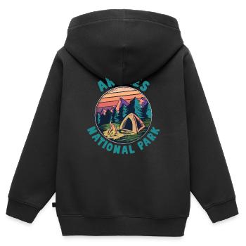 USA Amerika Nationalpark - Kinder Premium Organic Zip Hoodie - Schwarz - Hinten - AI Model Kid Male (0cm)
